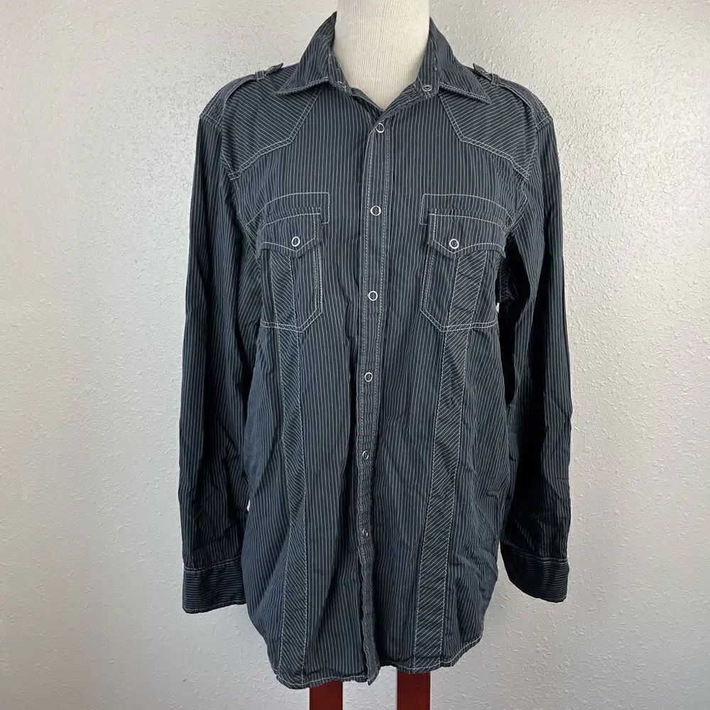 INC International Concepts Button/Snap Down Shirt Size L EUC